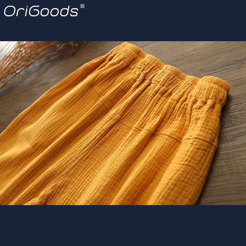 Свободные повседневные женские шаровары OriGoods весенне-летние хлопковые брюки
