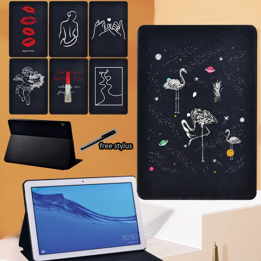 

Простой узор флип-чехол для планшета для Huawei MediaPad T3 8,0/T3 10/T5 10/M5 Lite 10,1/M5 10,8 для повседневной носки из искусственной кожи Стенд Fold крышка
