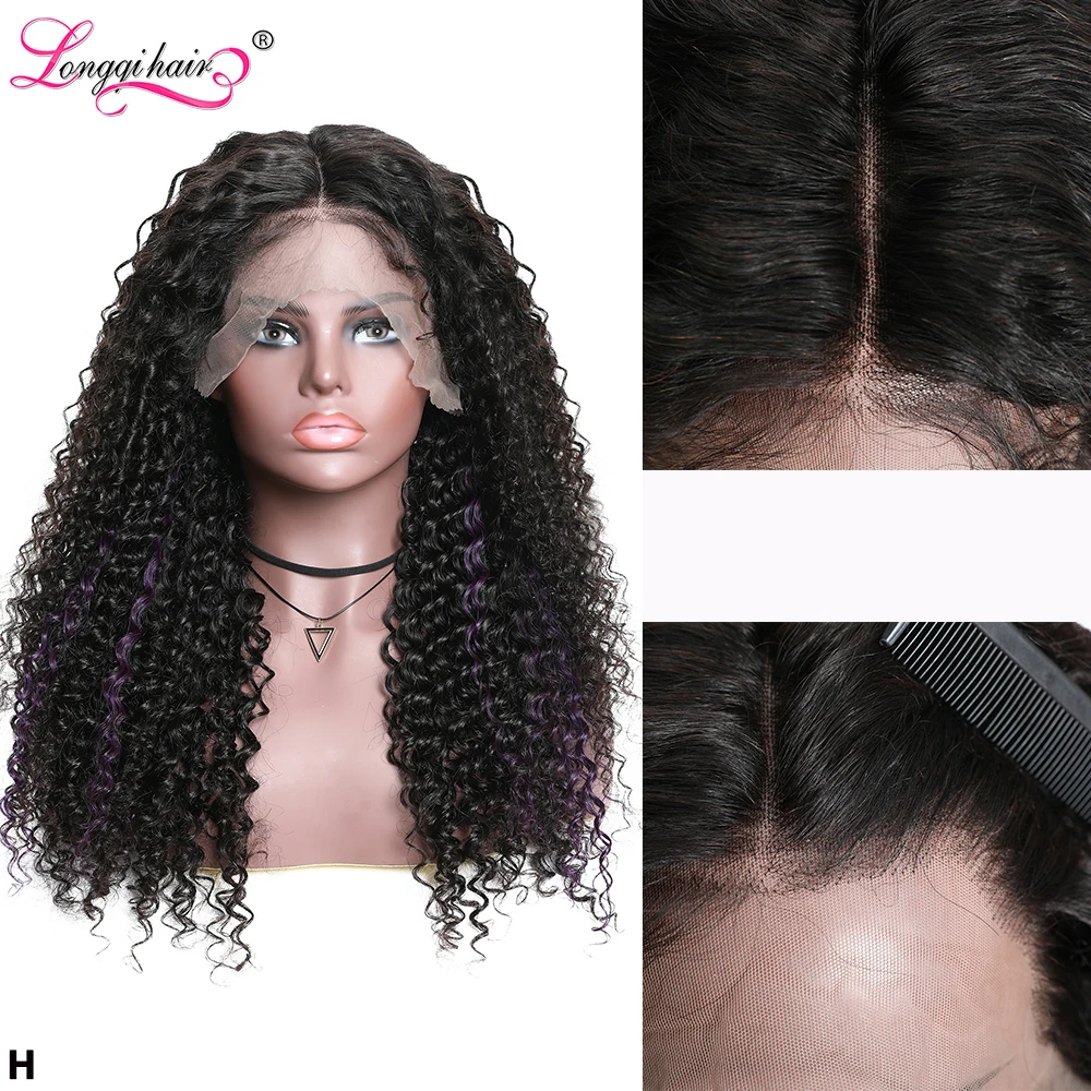 Longqi парик фиолетового цвета 150% 13x4 из натуральных волос Remy бразильские парики на