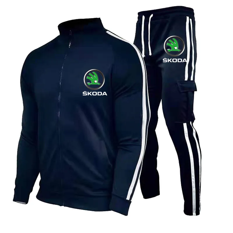 

2021 new men's + pants two pieces of casual track suit men's sportswear gym clothing sports suit