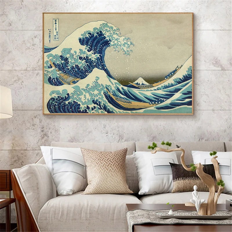 

The Great Wave of Kanagawa Ukiyoe Japanese Art Poster Vintage Wall Canvas Print Famous Painting Living Room Decoration Picture