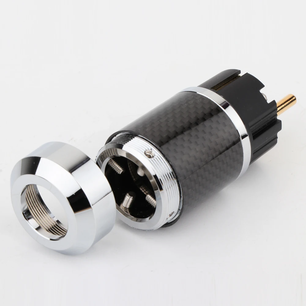 

Preffair BCF2-EG Hi-End Black Carbon Fiber Gold Plated European standard AC Power Plug IEC Female Plug DIY Mains Power cable