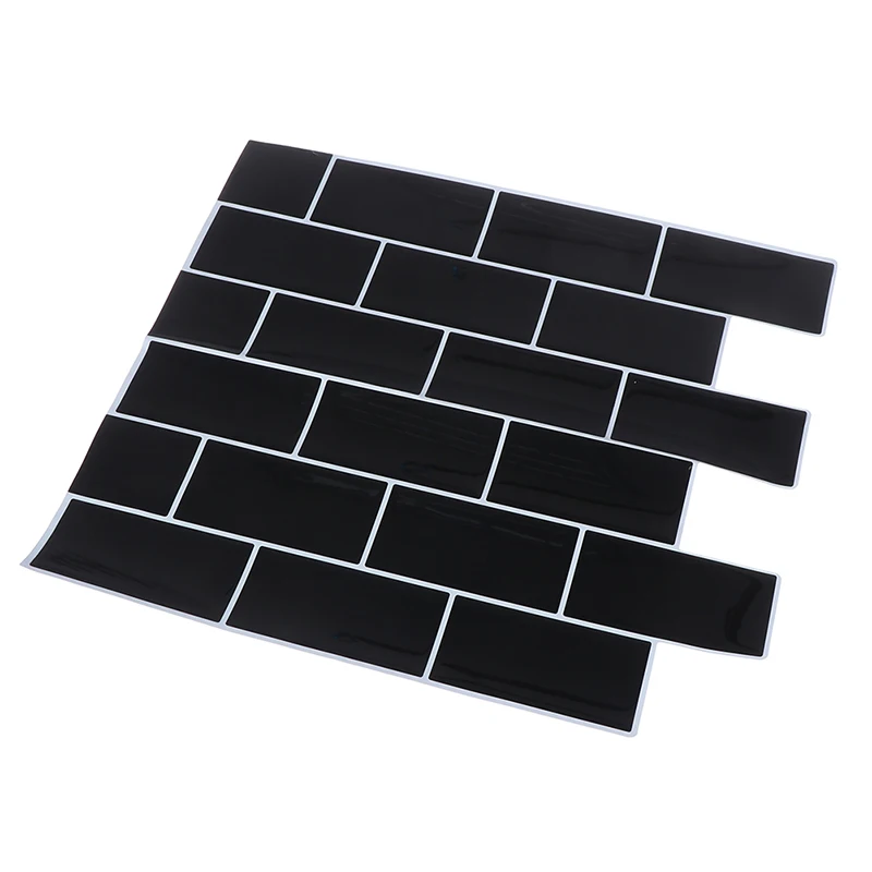 Самоклеящаяся 3D мозаичная Настенная Наклейка черного цвета для плитки метро |