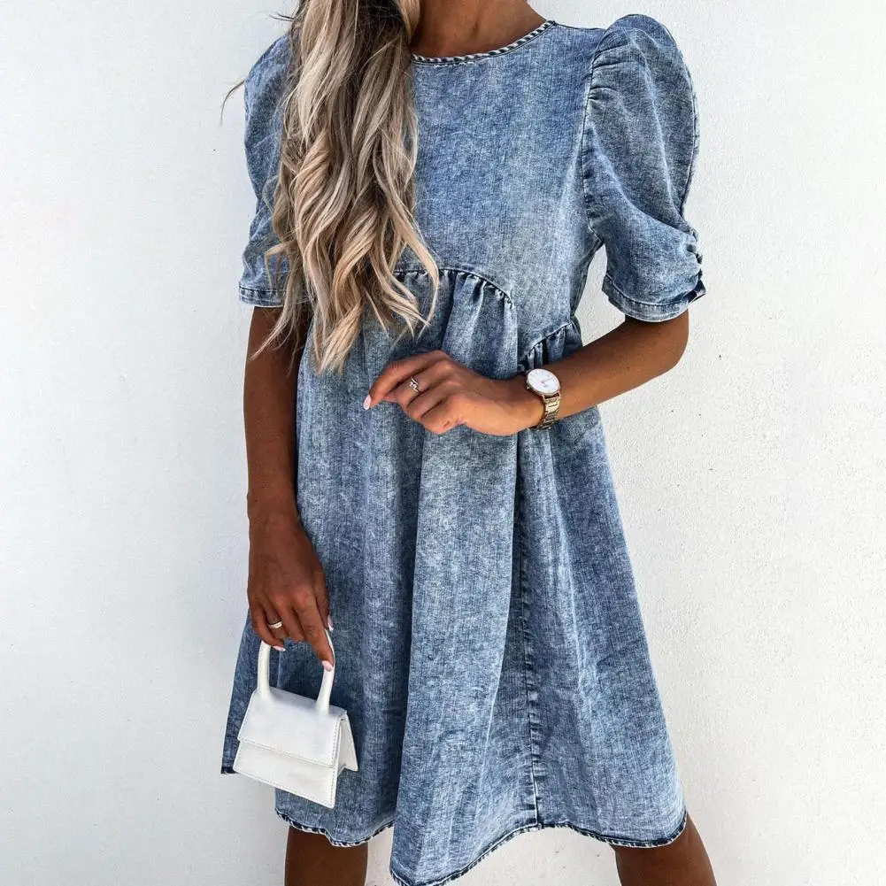 

Ladies Dress Puff Sleeve Breathable Fashion Women Pullovers Dress for Casual Elegant Lady Party Dress Vestidos