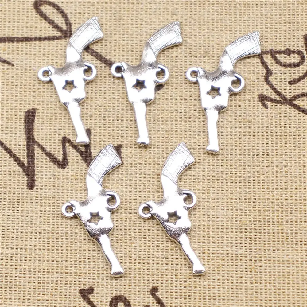 

Craft For Jewelry Findings Components 5pcs 31x18mm Antique Silver Color Pistol Charms