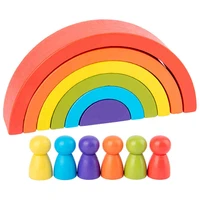 rainbow arched semicircle building block villain combination childrens wooden puzzle colorful jenga toy