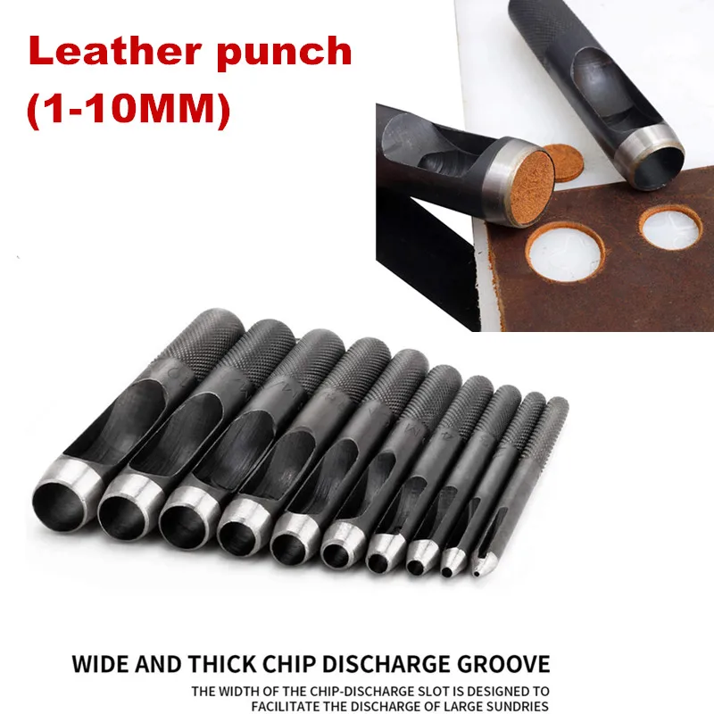 Набор круглых перфораторов для кожевенного ремесла (1-10 мм) 10 шт. | Дом и сад