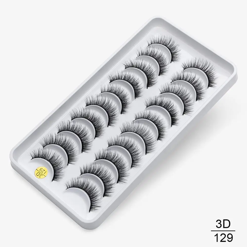 8/10 пар, натуральные длинные 3D ресницы из искусственной норки, толстые, ручная работа, полная полоса, ресницы, объемные, мягкие, норковые ресницы, накладные ресницы - Цвет: 3D-129