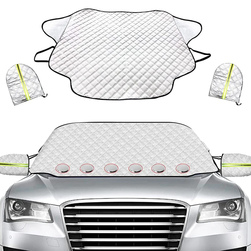 

Car Windshield Cover, 61.8 x 48.6 inch Snow Cover with Mirror Cover and Magnetic Edge, For Cars SUV Truck in All Weather