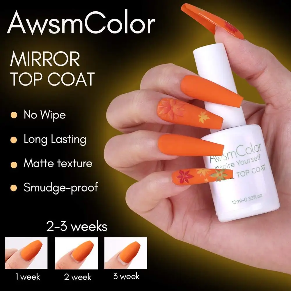 Матовое верхнее покрытие AwsmColor набор блестящих верхних и базовых покрытий без