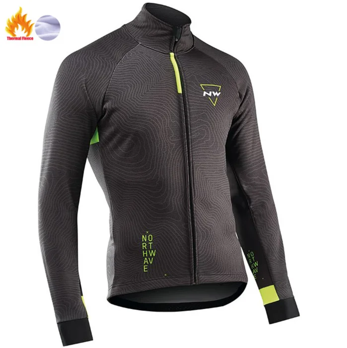 NW North Wave Ciclismo Джерси Pro зимнее Велосипедное снаряжение теплый шерстяной костюм с длинным рукавом набор велосипедных костюмов набор для езды на велосипеде - Цвет: Fleece long sleeve