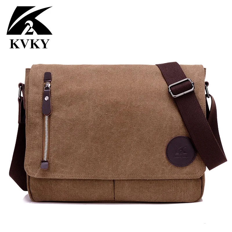 KVKY хит мужские холщовые сумки через плечо на одно дорожные повседневные для