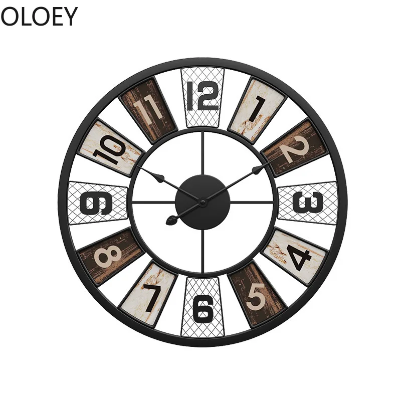 Grid Vintage Wall Clock 3d Modern Living Room Quartz Metal Clocks Decorations Farmhouse Decor Shabby Chic | Дом и сад