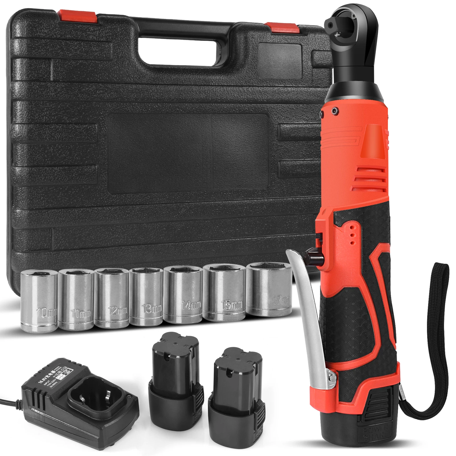 

40NM Cordless Electric Wrench 16.8V 3/8 Ratchet Wrench Set Angle Drill Screwdriver To Removal Screw Nut Car Repair Tool