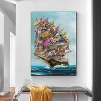 wall art canvas painting posters and prints modern pirate graffiti ship living room bedroom home wall decoration cuadros