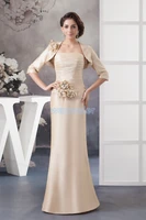 free shipping 2014 new design handmade flowers custom colorsize gown with jacket long sleeve women mother of the bride dresses