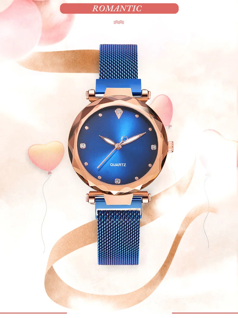 Роскошное розовое золото Frauen Uhren Mode Диамант дамен звездное небо магнит Uhr Wasserdichte Weibliche Armbanduhr мех Geschenk Uhr