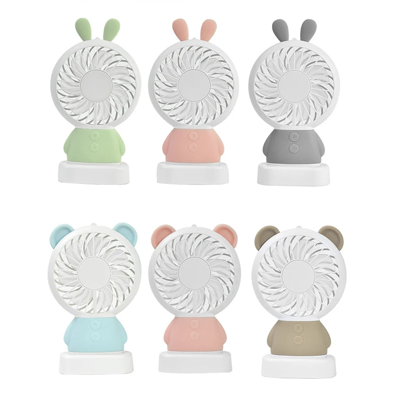 

Mini Portable Fan Table Lamp Light USB Rechargeable 7 Colors Bunny Portable Air Summer Cooler Desktop Travel Hand Fan