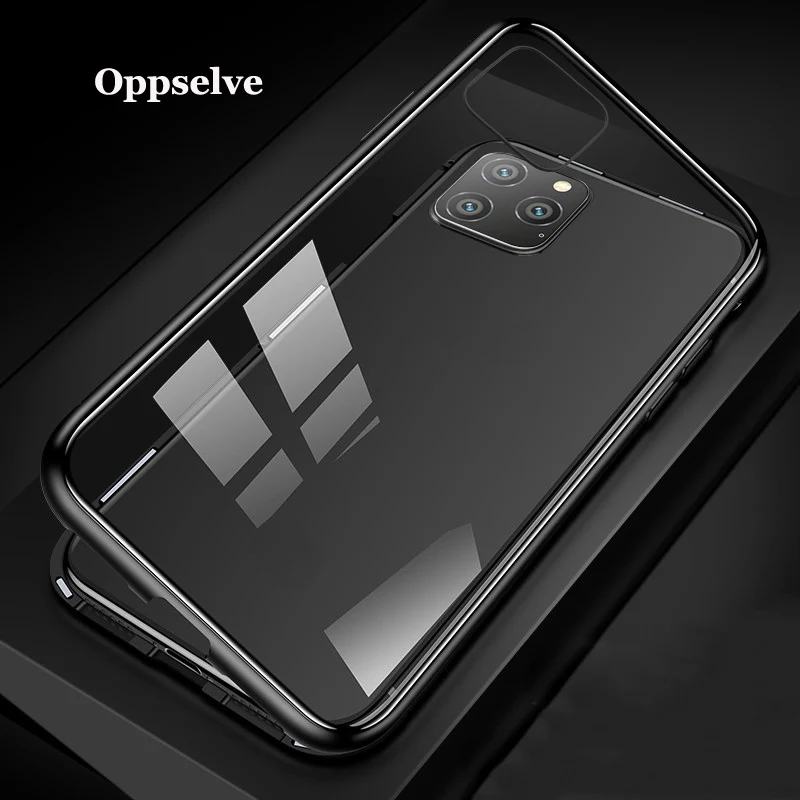 Магнитный чехол для iPhone 11 Pro Max XR XS X 8 Plus 7 + металлические накладные магнитные чехлы
