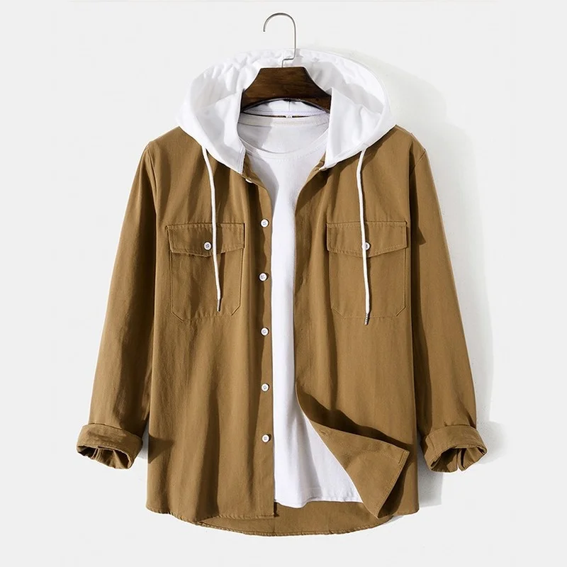 

Men Clothing 2021 Fall New Men's Jackets Fashion Hooded Solid Color Men's Tops