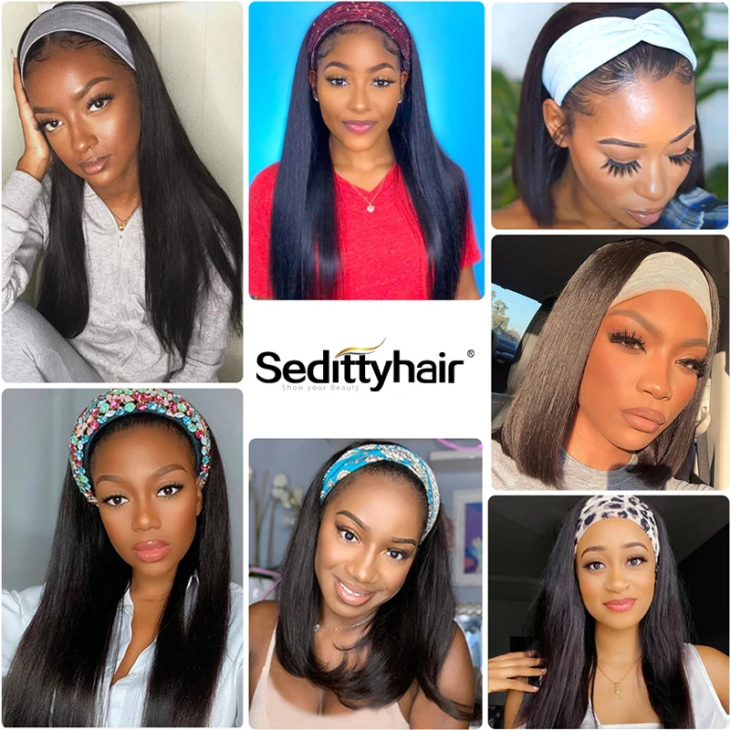 SedittyhairStraight лента для волос манекен шарфа парика натуральные человеческие волосы