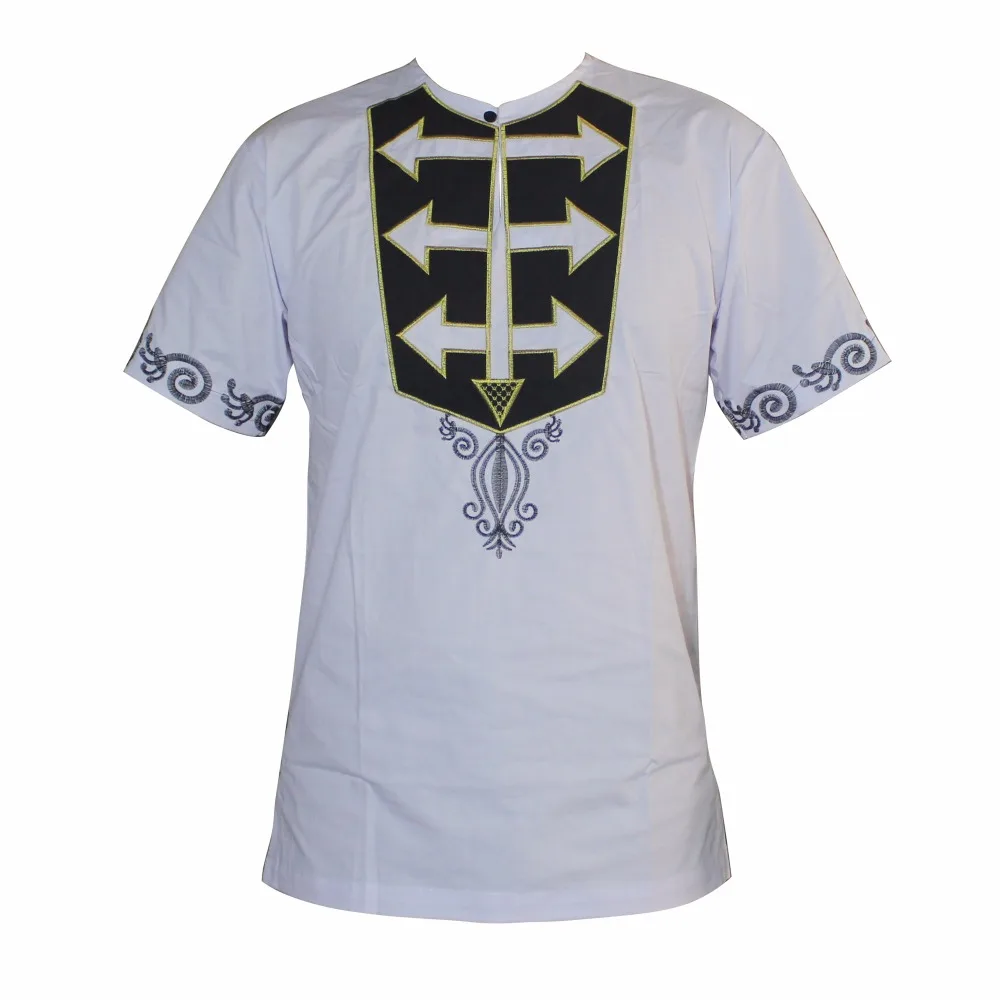 Рубашка мужская африканская стрела узор вышитый Тонкий Топ dashiki для мужчин