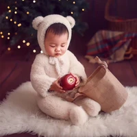 infant bear costume photography clothing velvet jumpsuithat baby photography autumnwinter suit baby 1 year photo clothes