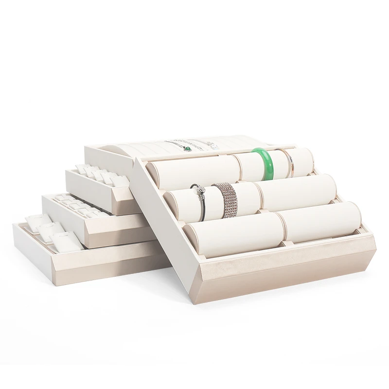 White Earring Jewelry Storage Display Trays For Women Jewellery Counter Window Holder Ring Pendent Bracelet Series Showcase