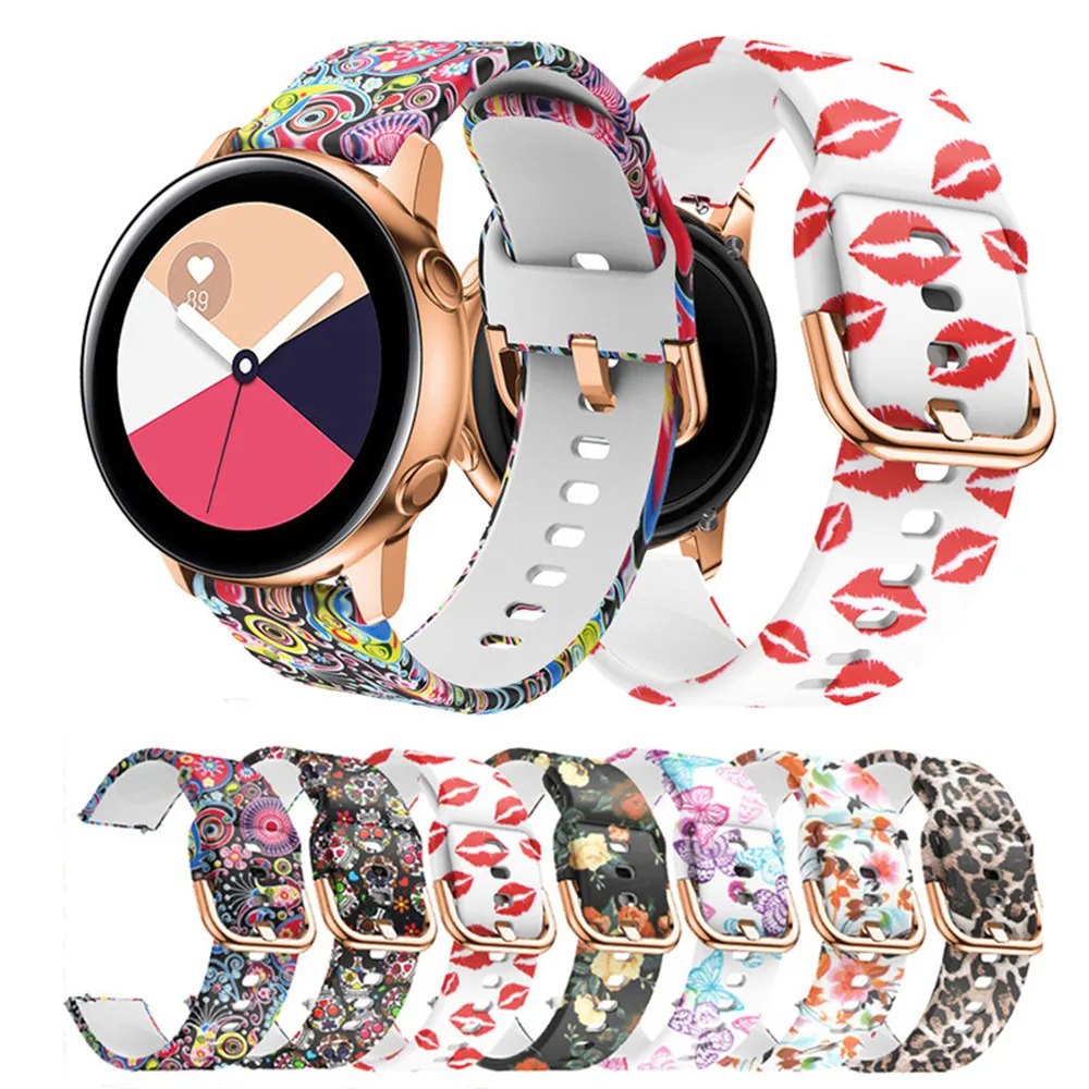 20mm Printing Silicone Watchband for Samsung Galaxy Watch Active 2 Gear Sport S2 Garmin Amazfit Bracelet Band Strap Correa loop | Наручные