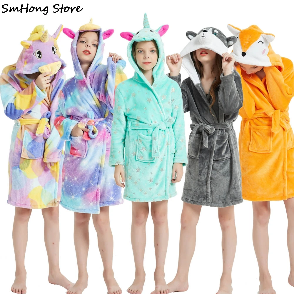 Детские халаты для мальчиков и девочек одежда сна со звездами радугой ночная