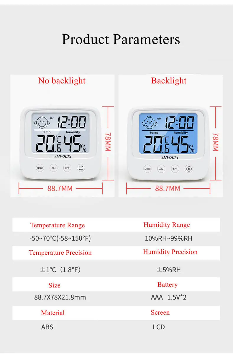 lcd digital temperature humidity meter backlight home indoor electronic hygrometer thermometer weather station baby room free global shipping
