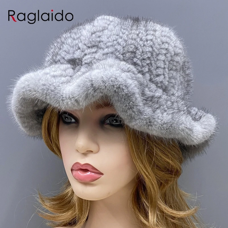 

Женская зимняя шапка из натурального меха норки, вязаные фетровые шляпы, женская теплая стильная Панама