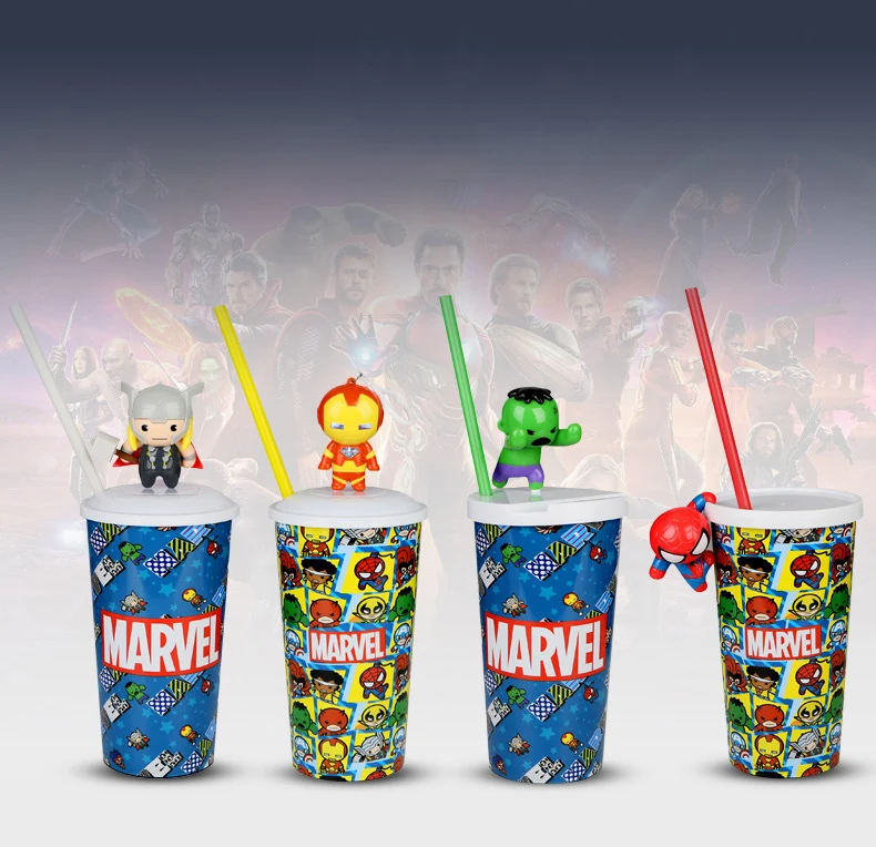 Disney Marvel Aavengers Человек-паук 2 фигурки чашки с картинками из мультфильмов игрушки Marvel Человек-паук чашка для воды попкорн игрушка с бочкой для детей Funs
