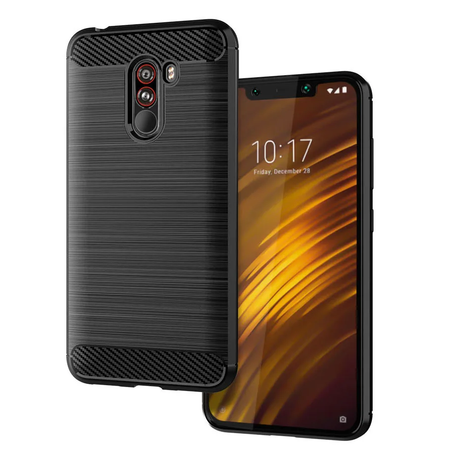 Чехол для Pocophone F1 чехол Xiaomi силиконовый бампер из ТПУ ударопрочный углеродного