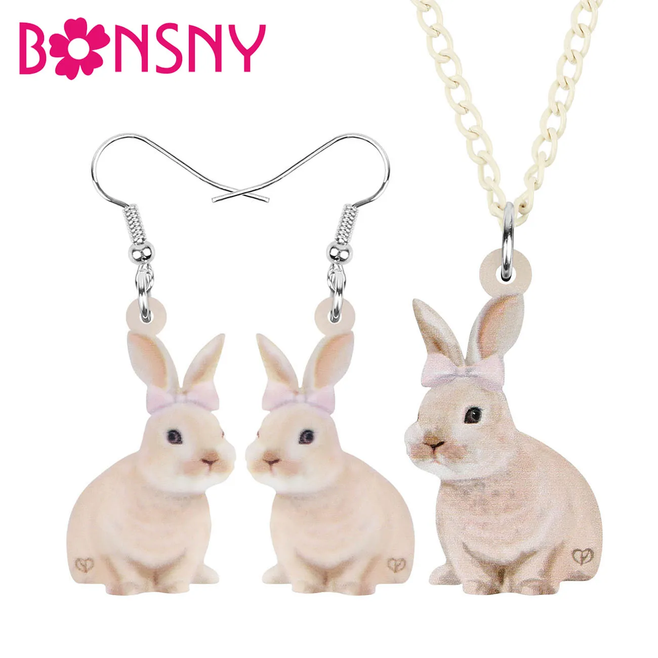ARWA акриловый коричневый Пасхальный заяц кролик комплект ювелирных изделий