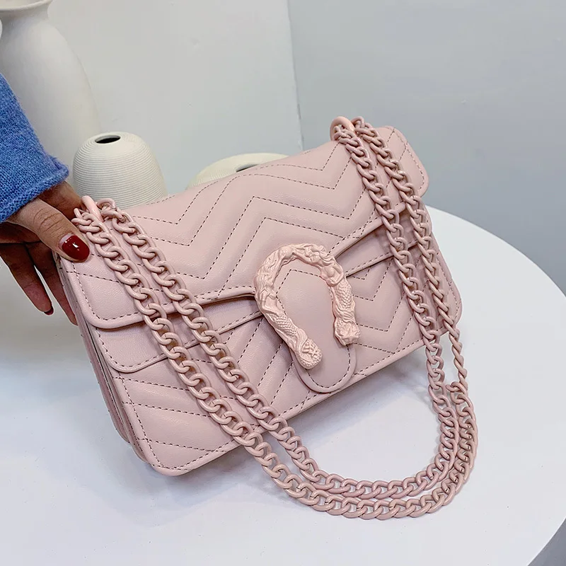 

2021 Candy Color Fashion Brand Women Bag Soft PU Leather Messenger Bag Designer Chain Shoulder Crossbody Bag Handbag Bolso Mujer