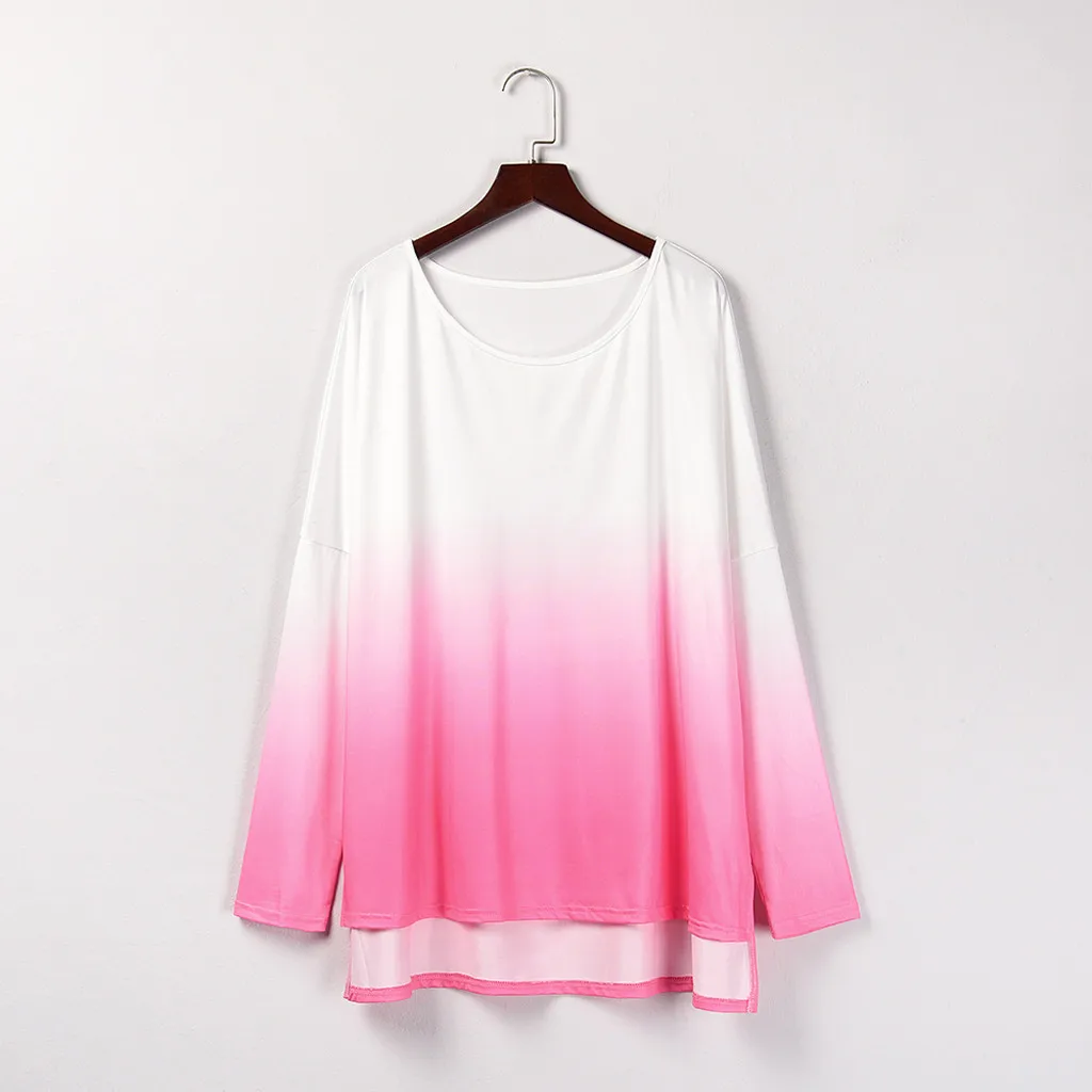 

FREE OSTRICH Casual Womens Fashion Tie-dyed Blouse Loose Long Sleeve Tops New Autumn Top Ladies Blouse Shirts Plus Size