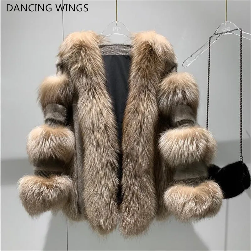 Горячая продажа натуральный мех норки с мехом меха лисы зимняя женская пальто 2021