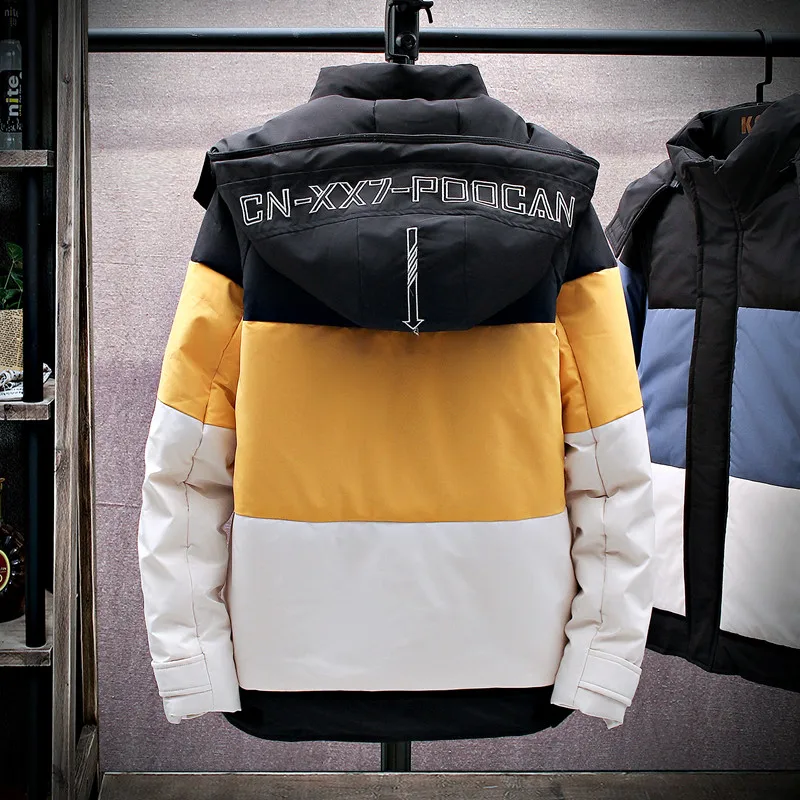 Warm Thick Jacket Men Winter Casual Solid Patchwork Hooded Parkas Coats Mens Outwear Jackets Windproof Windbreaker Big Pocket