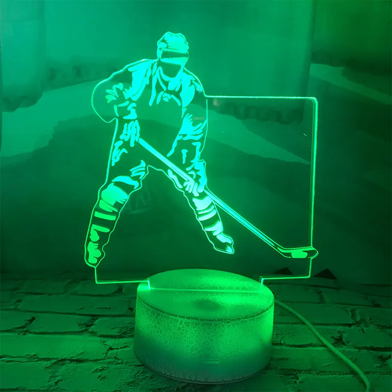 3D LED Lamp Hockey Player Shape Night Light Led 7 Color Changing Lacrosse Desk Creative Sport Fans Sleep Lighting Home Deco |