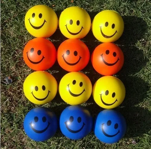 Диаметр 7 см. Мяч для снятия стресса Novetly Smile Face Print Squeeze Ball для рук, упражнений на запястье, мяч для снятия стресса PU игрушечные резиновые мячики