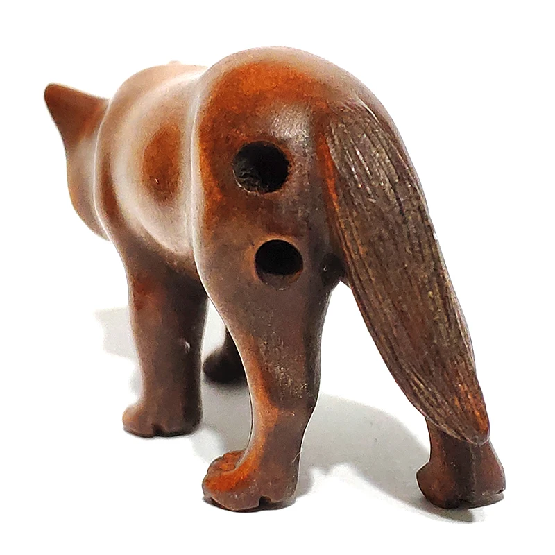 

Y7091 - 2" Hand Carved Boxwood Netsuke Figurine Carving - Wolf