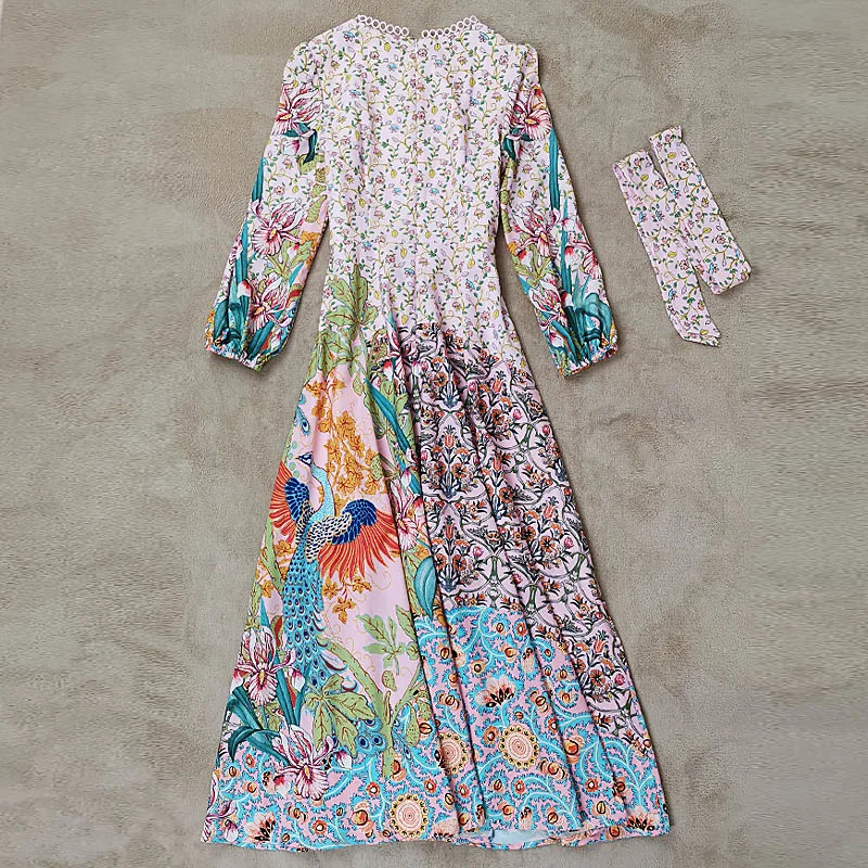 

Long Dress Autumn Fashion New Women'S Party Casual Elegant Chic Long Sleeve Round Neck Vintage Animal Print Chic Dresses