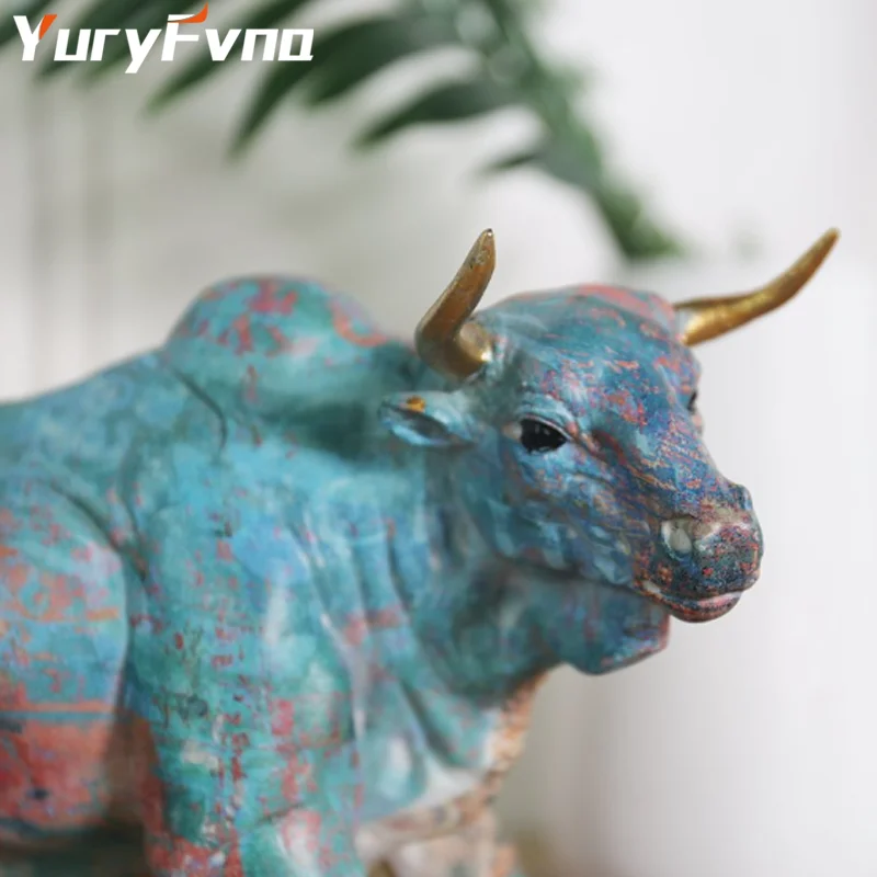 

YuryFvna Nordic Oil Painting Resin Animal Sculpture Elk Horse Modern Deer Elephant Cattle Statue Home Decoration Accessory Gift