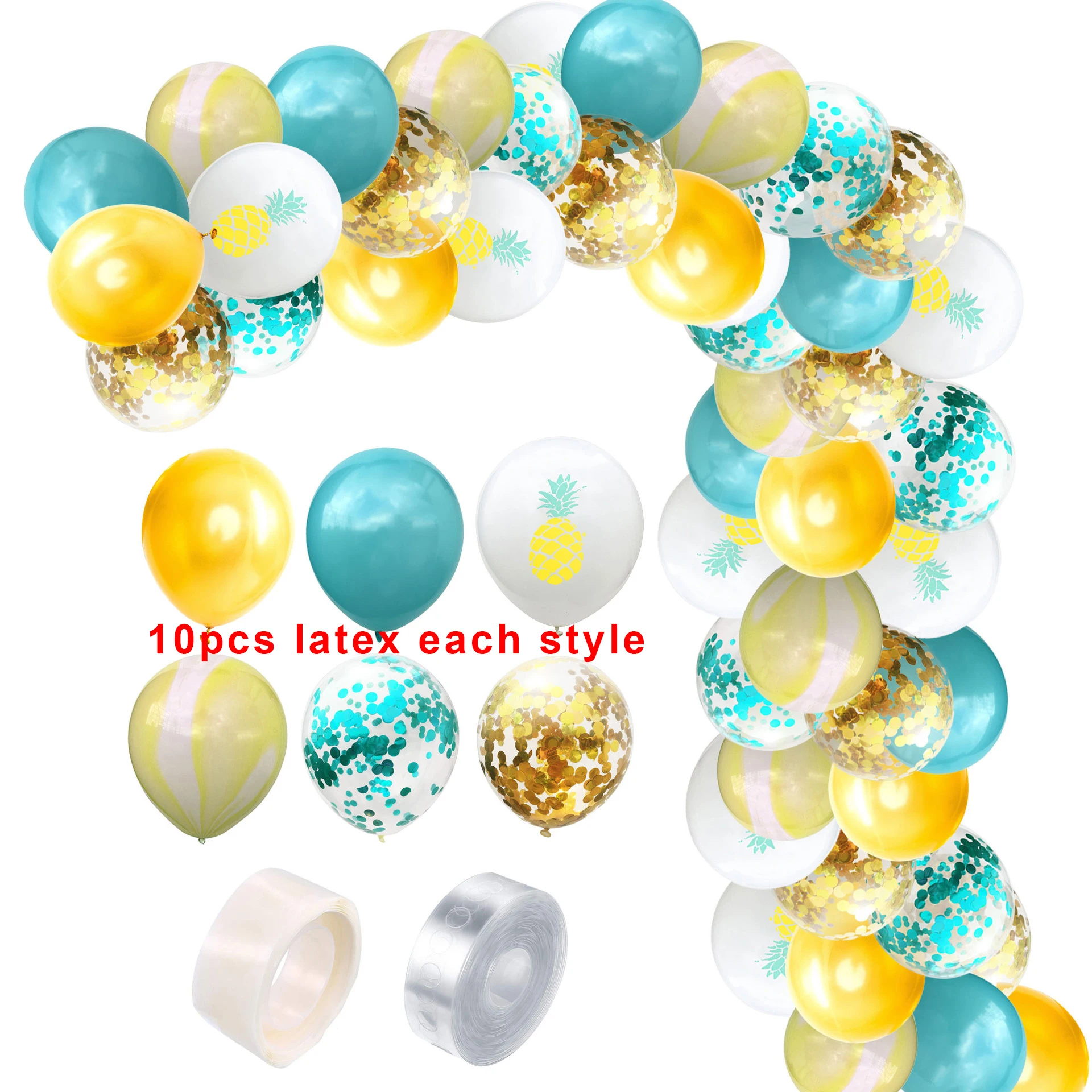 

62pcs/Set Flamingo Latex Balloons Decoration 12inch Confetti Animal Ballon Happy Fruit Hawaiian Balloon for Kids Birthday Party