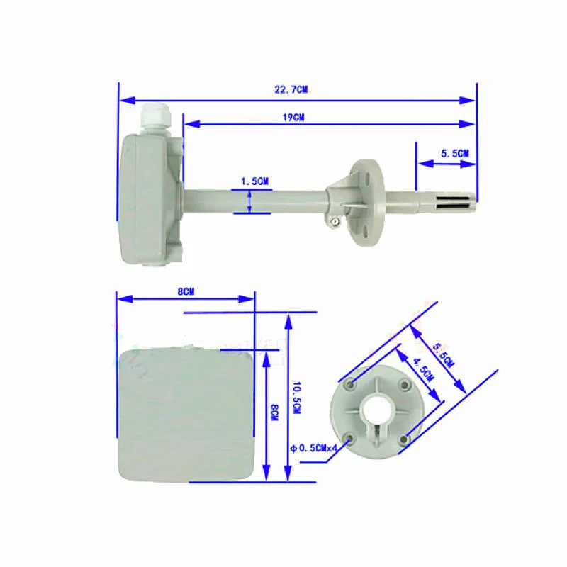 Промышленный корпус датчика температуры и влажности воздуховода из нержавеющей
