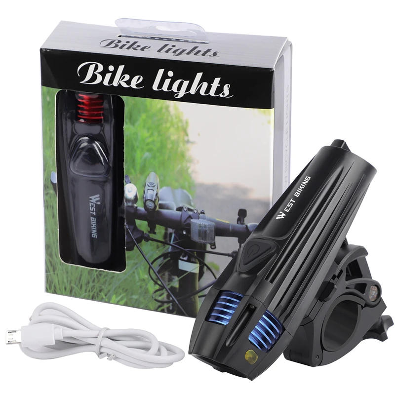 WEST BIKING USB Перезаряжаемые передняя фара для велосипеда светильник фонарь вспышка