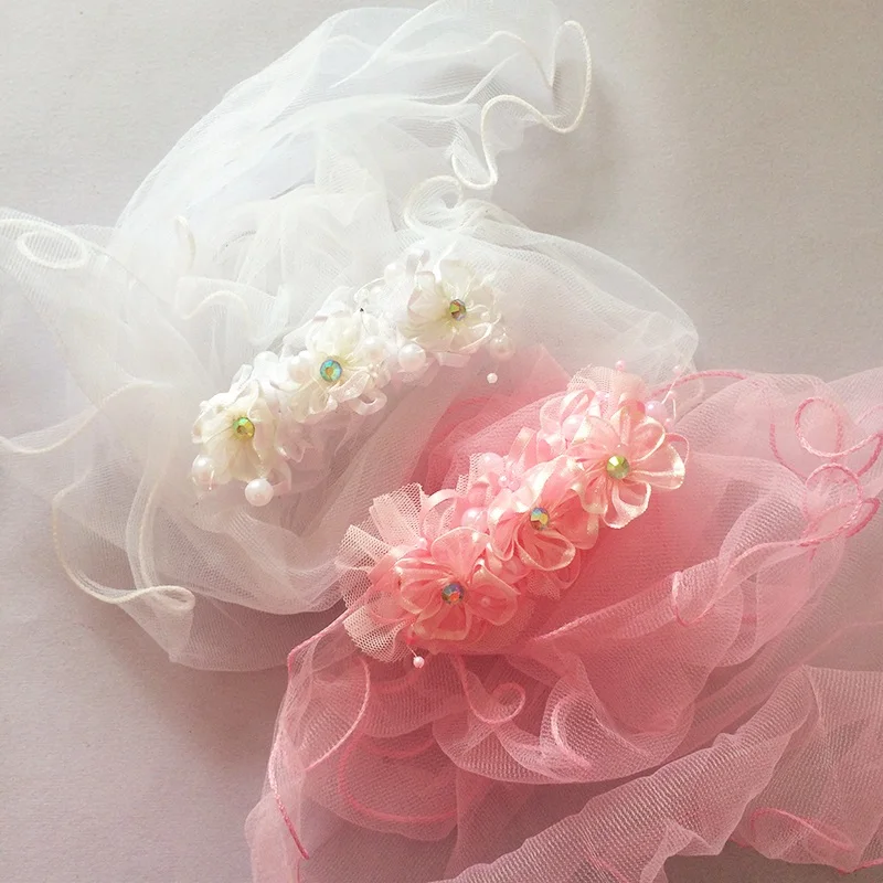 1 Pcs/lot Flower Veil Hairpins Wedding Dress Hair Accessories For Children Girl Clip Barrette Headwear Sweet | Детская одежда и