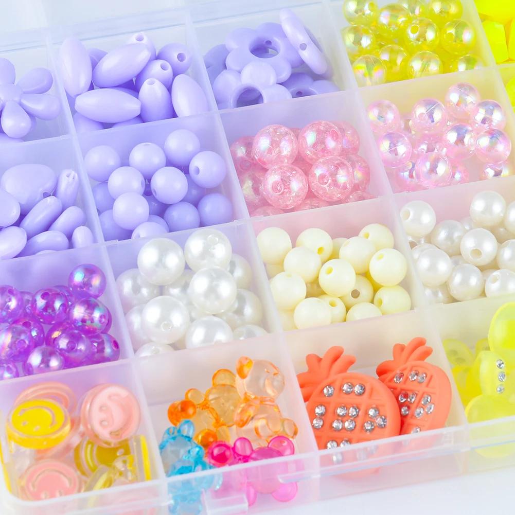 

Fashion Purple Yellow Acrylic Beads Kits Children Beads Kit 24 grids Box Set Diy Handmade Bead Toy Necklace Girl Bracelet Gifts
