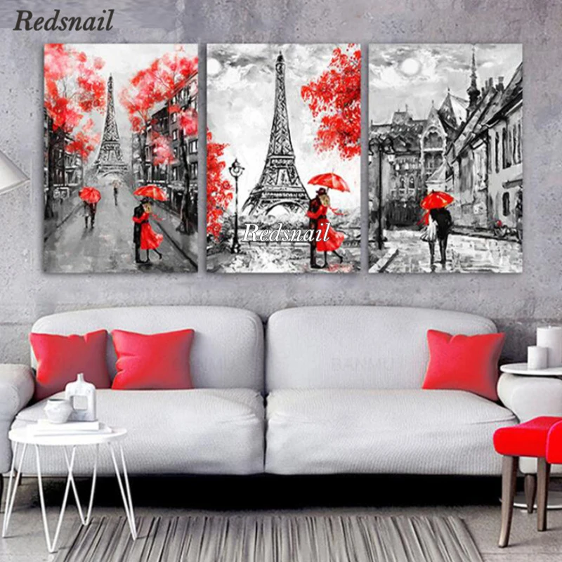 DIY Алмазная картина красный зонт уличная башня романтические влюбленные 5D